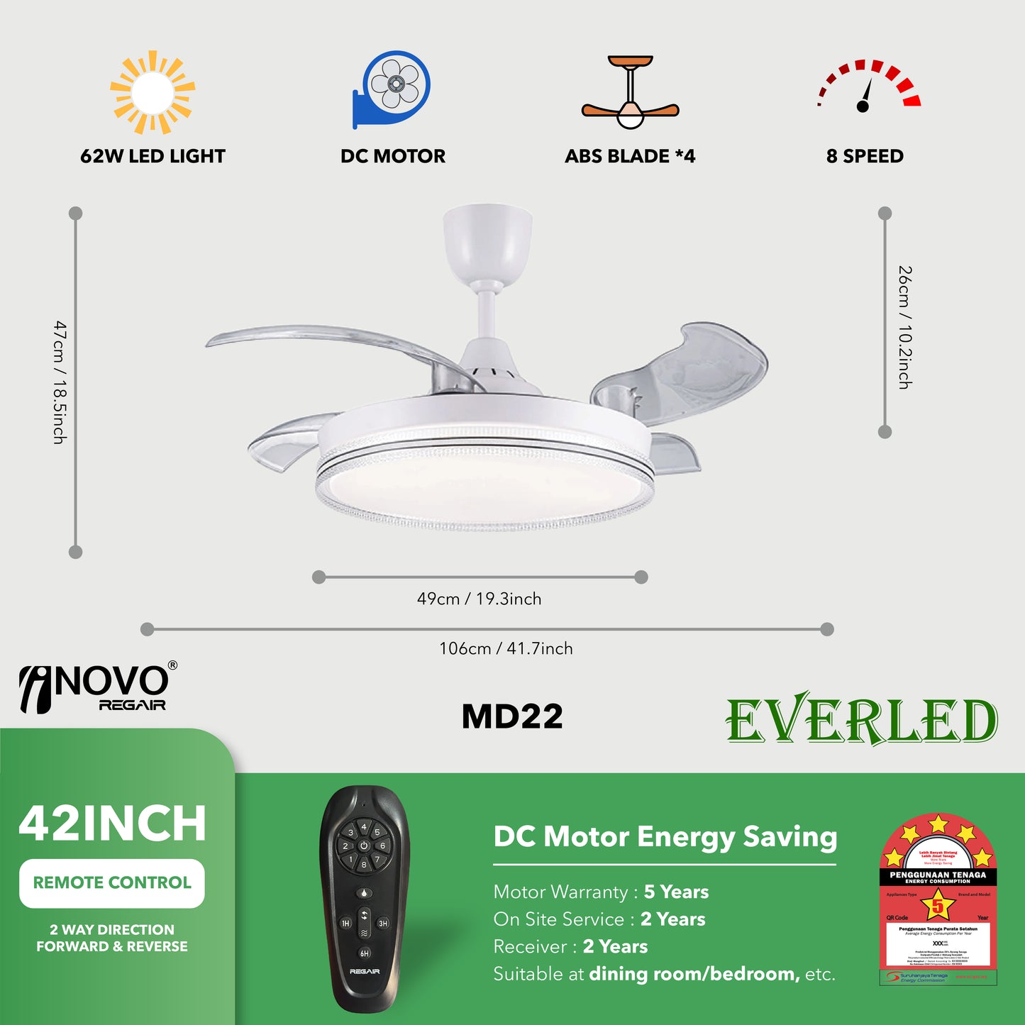 REGAIR INOVO BZ10 MD01 MD22 42"