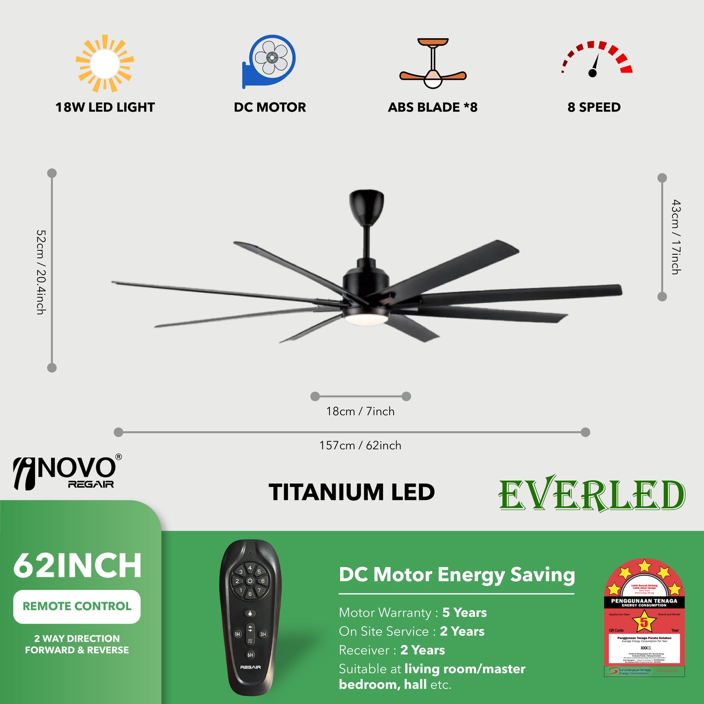 REGAIR INOVO TITANIUM 72"